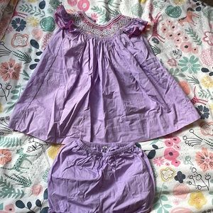 Petit Ami smocked bloomer set